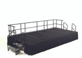 NPS 8' x 16' Stage Package, 24" Height, Grey Carpet, Box Pleat Black Skirting National Public Seating Shiffler Furniture and Equipment for Schools
