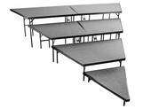 National Public Seating NPS 4 Tier Seated Riser Stage Pie Section, Grey Carpet (48" Deep Tiers)