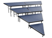 National Public Seating NPS 4 Tier Seated Riser Stage Pie Section, Blue Carpet (48" Deep Tiers)