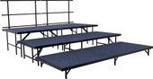 NPS Straight Stage Set, Blue Carpet (3" x 8' Platforms) National Public Seating Shiffler Furniture and Equipment for Schools