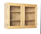 Diversified Woodcrafts Wall Cabinet, Oak, Glass Double Doors, 48"w x 12"d x 30"h