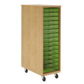 Diversified Woodcrafts Mobile Double Sided Tote Tray Cabinet, Oak, 30 Lime Tote Trays. 21"w x 37"d x 66.50"h Diversified Woodcrafts Shiffler Furniture and Equipment for Schools