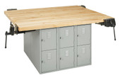Diversified Woodcrafts 4-Station Workbench W/ Vises, 64"W x 54"D x 33-1/4"H Diversified Woodcrafts Shiffler Furniture and Equipment for Schools