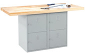 Diversified Woodcrafts 2-Station Workbench W/O Vises, Four Horizontal Lockers Diversified Woodcrafts Shiffler Furniture and Equipment for Schools