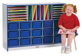 Jonti-Craft Rainbow Accents Sectional Cubbie-Tray Mobile Unit - with Trays - Navy