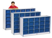 Jonti-Craft Rainbow Accents 20 Cubbie-Tray Mobile Storage - without Trays - Blue