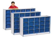 Jonti-Craft Rainbow Accents 25 Cubbie-Tray Mobile Storage - without Trays - Blue