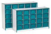 Jonti-Craft Rainbow Accents 25 Cubbie-Tray Mobile Storage - without Trays - Teal
