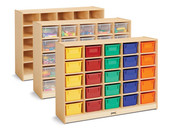 Jonti-Craft 25 Cubbie-Tray Mobile Storage - with Colored Trays