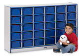 Jonti-Craft Rainbow Accents 30 Cubbie-Tray Mobile Storage - without Trays - Blue