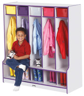 Jonti-Craft Rainbow Accents 5 Section Coat Locker with Step - Black