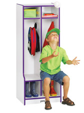 Jonti-Craft Rainbow Accents 2 Section Coat Locker with Step - Purple