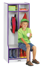 Jonti-Craft Rainbow Accents 2 Section Coat Locker with Step - Purple