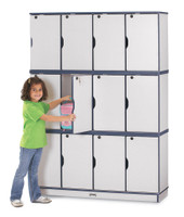 Jonti-Craft Rainbow Accents Stacking Lockable Lockers -  Triple Stack - Navy