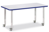 Jonti-Craft Berries Rectangle Activity Table - 24" X 48", Mobile - Gray/Blue/Gray