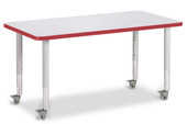 Berries Rectangle Activity Table - 24" X 48", Mobile - Gray/Red/Gray Jonti-Craft Shiffler Furniture and Equipment for Schools