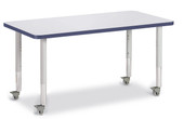Berries Rectangle Activity Table - 24" X 48", Mobile - Gray/Navy/Gray Jonti-Craft Shiffler Furniture and Equipment for Schools