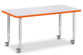Berries Rectangle Activity Table - 24" X 48", Mobile - Gray/Orange/Gray Jonti-Craft Shiffler Furniture and Equipment for Schools
