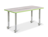 Berries Rectangle Activity Table - 24" X 48", Mobile - Driftwood Gray/Key Lime/Gray Jonti-Craft Shiffler Furniture and Equipment for Schools