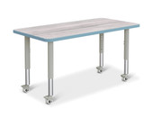 Berries Rectangle Activity Table - 24" X 48", Mobile - Driftwood Gray/Coastal Blue/Gray Jonti-Craft Shiffler Furniture and Equipment for Schools