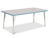 Jonti-Craft Berries Rectangle Activity Table - 30" X 60", A-height - Driftwood Gray/Coastal Blue/Gray