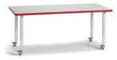 Jonti-Craft Berries Rectangle Activity Table - 30" X 60", Mobile - Gray/Red/Gray