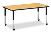 Berries Rectangle Activity Table - 30" X 60", Mobile - Oak/Black/Black Jonti-Craft Shiffler Furniture and Equipment for Schools