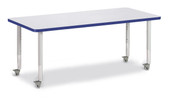 Berries Rectangle Activity Table - 30" X 72", Mobile - Gray/Blue/Gray Jonti-Craft Shiffler Furniture and Equipment for Schools