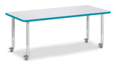 Berries Rectangle Activity Table - 30" X 72", Mobile - Gray/Teal/Gray Jonti-Craft Shiffler Furniture and Equipment for Schools