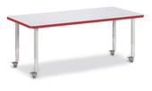 Berries Rectangle Activity Table - 30" X 72", Mobile - Gray/Red/Gray Jonti-Craft Shiffler Furniture and Equipment for Schools