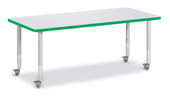 Berries Rectangle Activity Table - 30" X 72", Mobile - Gray/Green/Gray Jonti-Craft Shiffler Furniture and Equipment for Schools