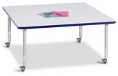 Berries Square Activity Table - 48" X 48", Mobile - Gray/Blue/Gray Jonti-Craft Shiffler Furniture and Equipment for Schools