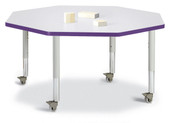 Berries Octagon Activity Table - 48" X 48", Mobile - Gray/Purple/Gray Jonti-Craft Shiffler Furniture and Equipment for Schools