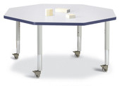 Berries Octagon Activity Table - 48" X 48", Mobile - Gray/Navy/Gray Jonti-Craft Shiffler Furniture and Equipment for Schools