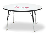 Jonti-Craft Berries Round Dry Erase Table - 48" Diameter, A-height - Write-n-Wipe/Black/Black