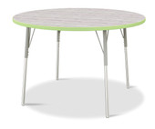 Berries Round Activity Table - 48" Diameter, A-height - Driftwood Gray/Key Lime/Gray Jonti-Craft Shiffler Furniture and Equipment for Schools