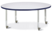 Berries Round Activity Table - 48" Diameter, Mobile - Gray/Navy/Gray Jonti-Craft Shiffler Furniture and Equipment for Schools