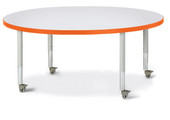 Berries Round Activity Table - 48" Diameter, Mobile - Gray/Orange/Gray Jonti-Craft Shiffler Furniture and Equipment for Schools