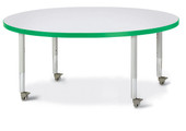 Berries Round Activity Table - 48" Diameter, Mobile - Gray/Green/Gray Jonti-Craft Shiffler Furniture and Equipment for Schools