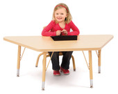 Berries Trapezoid Activity Tables - 24" X 48", E-height - Maple/Maple/Camel Jonti-Craft Shiffler Furniture and Equipment for Schools