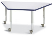 Berries Trapezoid Activity Tables - 24" X 48", Mobile - Gray/Navy/Gray Jonti-Craft Shiffler Furniture and Equipment for Schools