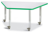Berries Trapezoid Activity Tables - 24" X 48", Mobile - Gray/Green/Gray Jonti-Craft Shiffler Furniture and Equipment for Schools