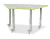 Jonti-Craft Berries Trapezoid Activity Table - 24" X 48", Mobile - Driftwood Gray/Key Lime/Gray