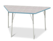 Berries Trapezoid Activity Table - 30" X 60", A-height - Driftwood Gray/Coastal Blue/Gray Jonti-Craft Shiffler Furniture and Equipment for Schools