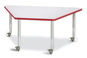 Berries Trapezoid Activity Tables - 30" X 60", Mobile - Gray/Red/Gray Jonti-Craft Shiffler Furniture and Equipment for Schools