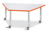 Berries Trapezoid Activity Tables - 30" X 60", Mobile - Gray/Orange/Gray Jonti-Craft Shiffler Furniture and Equipment for Schools