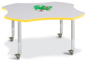 Berries Four Leaf Activity Table, Mobile - Gray/Yellow/Gray Jonti-Craft Shiffler Furniture and Equipment for Schools