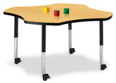 Berries Four Leaf Activity Table, Mobile - Maple/Black/Black Jonti-Craft Shiffler Furniture and Equipment for Schools