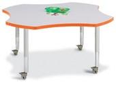 Berries Four Leaf Activity Table, Mobile - Gray/Orange/Gray Jonti-Craft Shiffler Furniture and Equipment for Schools