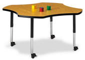 Berries Four Leaf Activity Table, Mobile - Oak/Black/Black Jonti-Craft Shiffler Furniture and Equipment for Schools